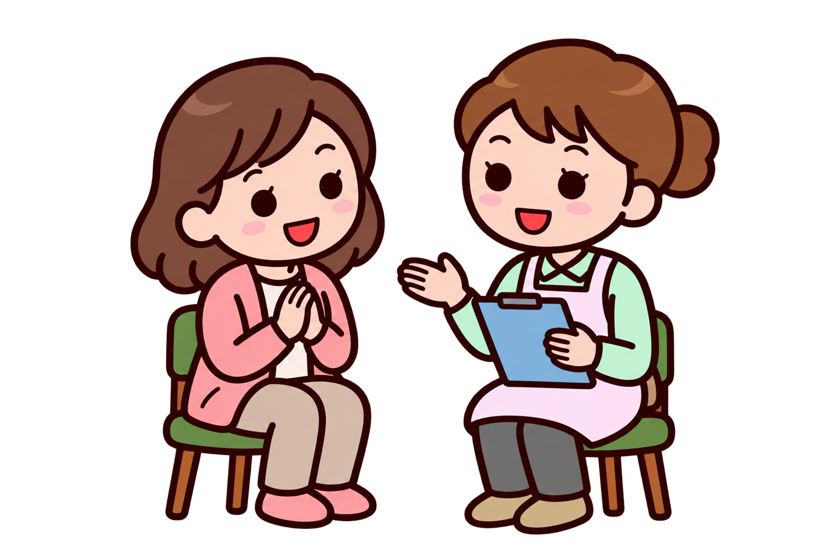 看護師がご家族に受診内容を説明するイラスト